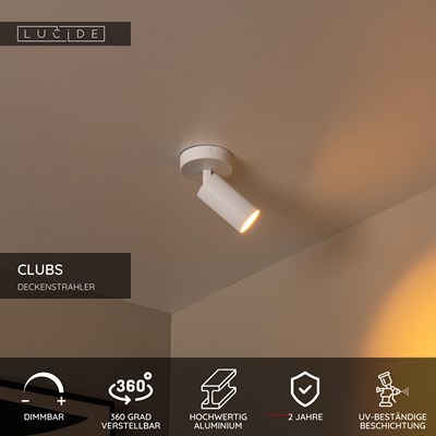 Lucide CLUBS - Deckenstrahler - 1xGU10 - Weiß